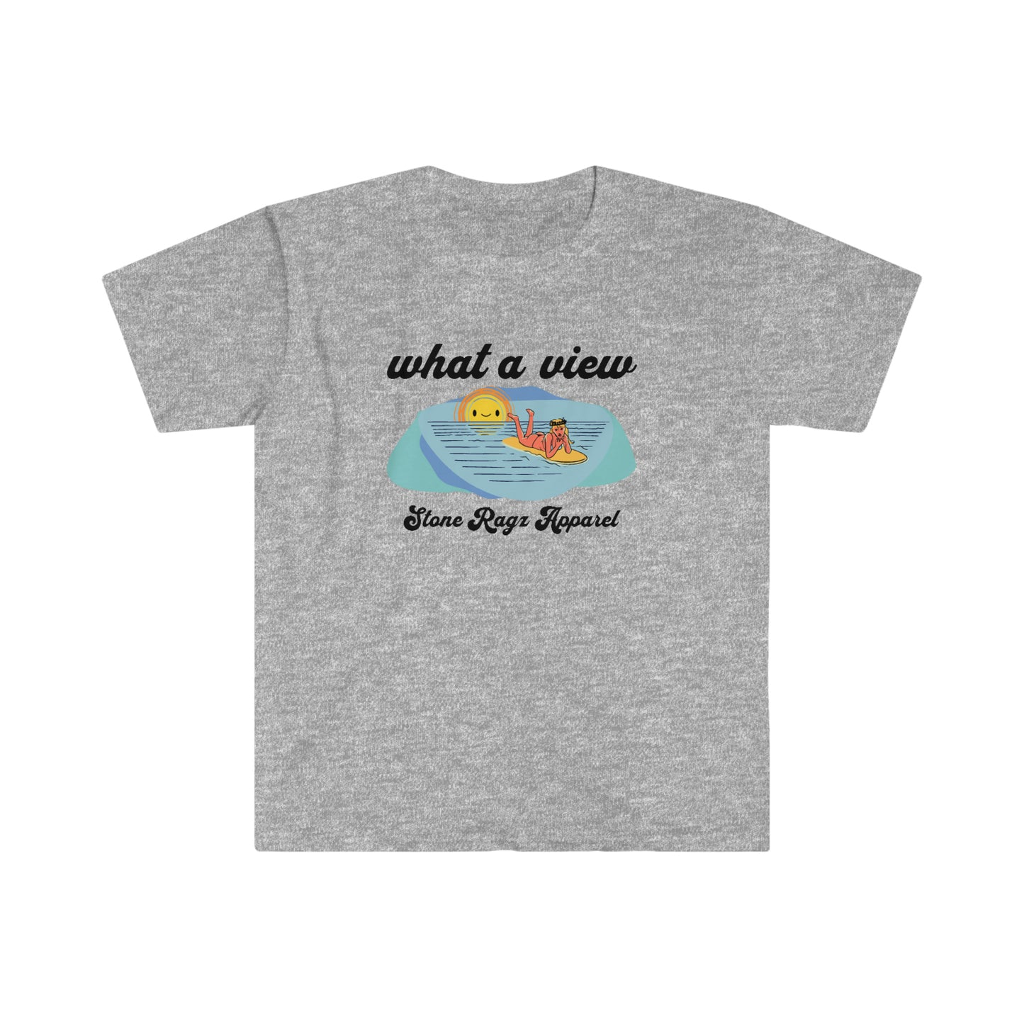 What a View Funny Summer Beach Unisex Softstyle T-Shirt