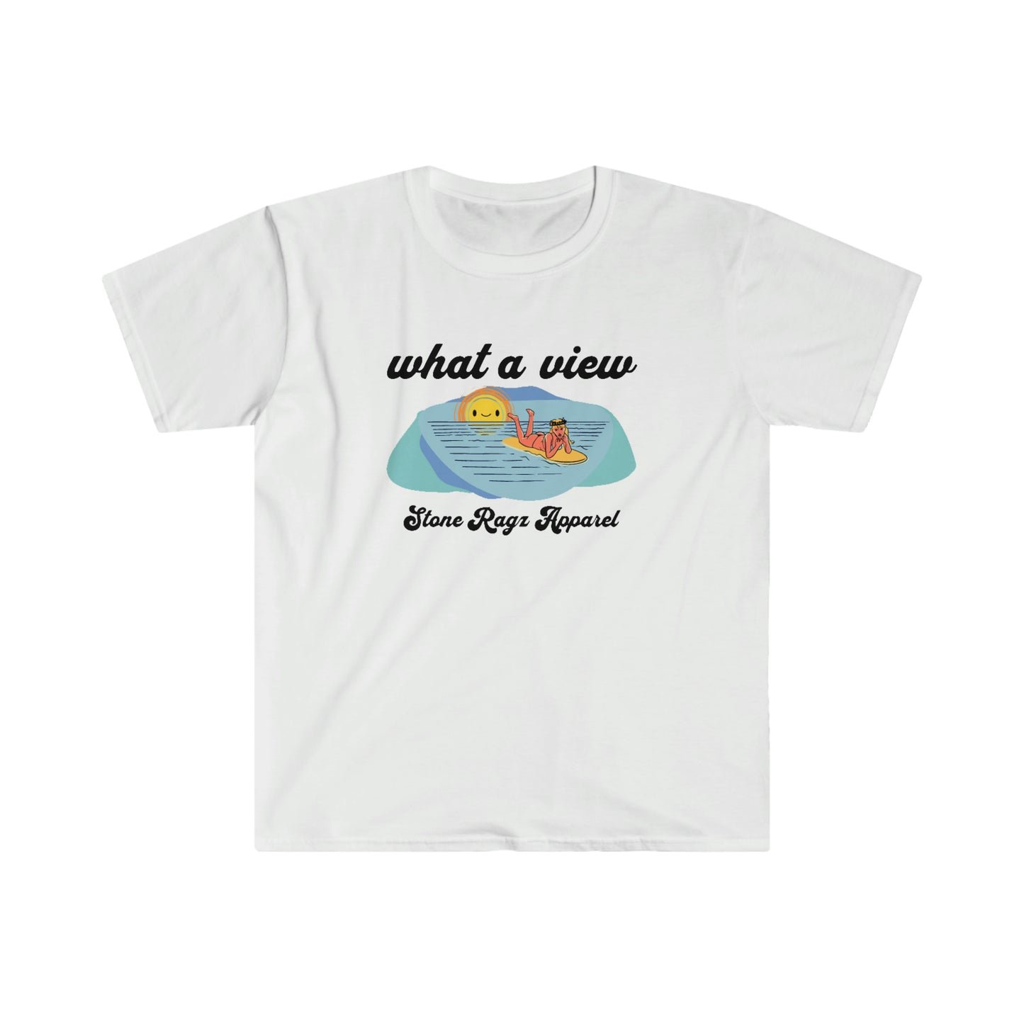 What a View Funny Summer Beach Unisex Softstyle T-Shirt