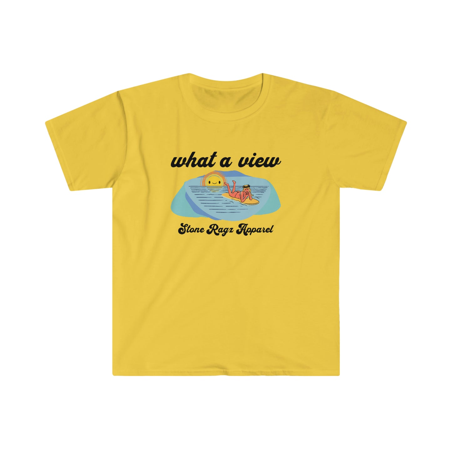 What a View Funny Summer Beach Unisex Softstyle T-Shirt