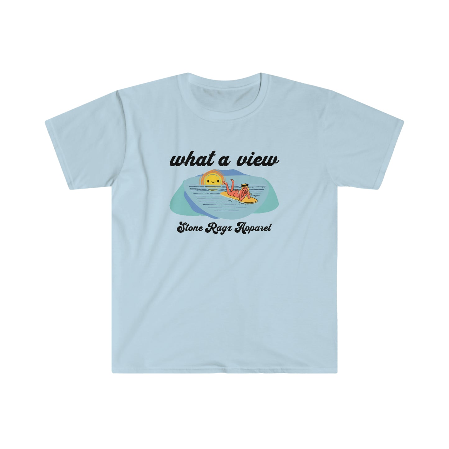 What a View Funny Summer Beach Unisex Softstyle T-Shirt